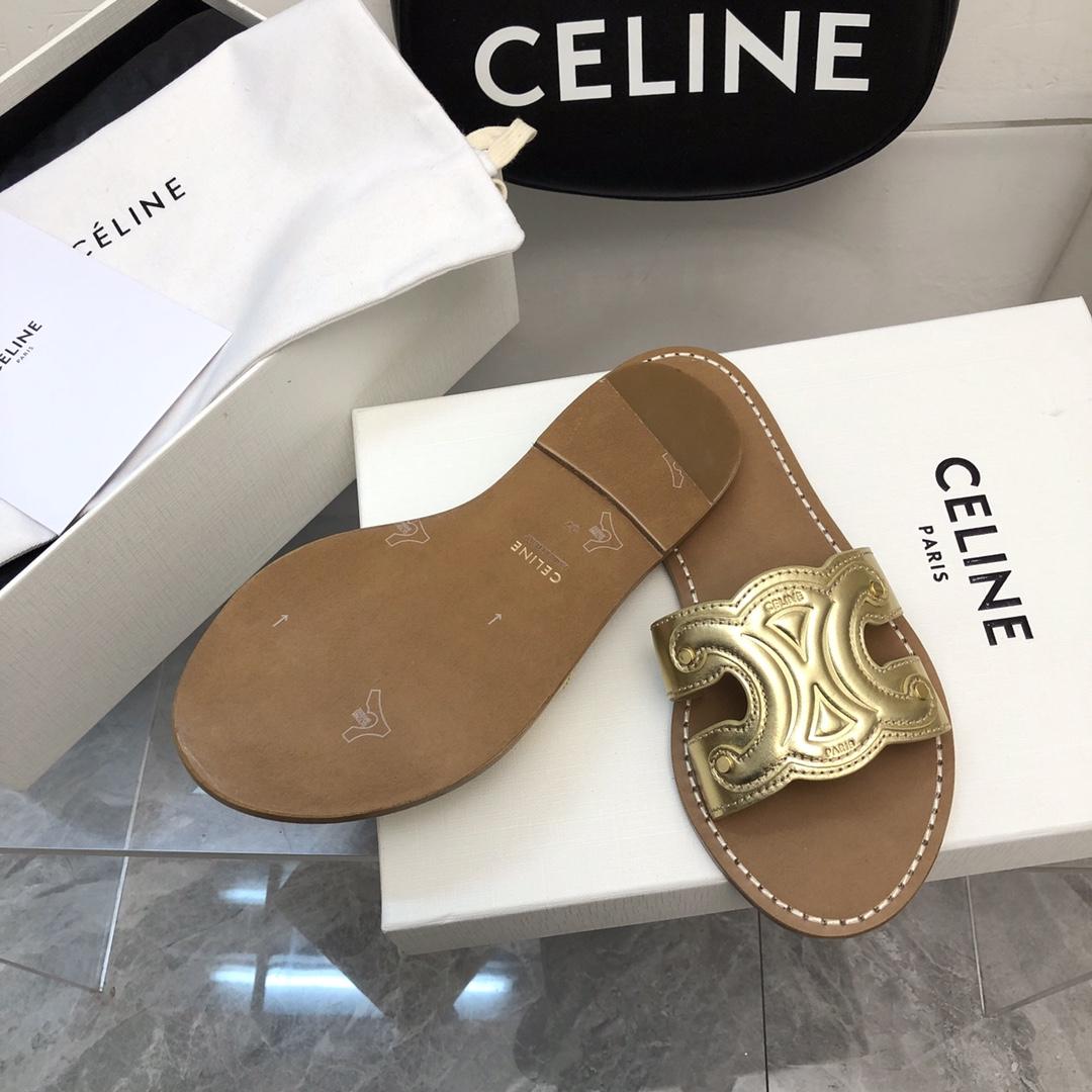 Celine Triomphe Mule In Metalized Calfskin - PerfectKickZ