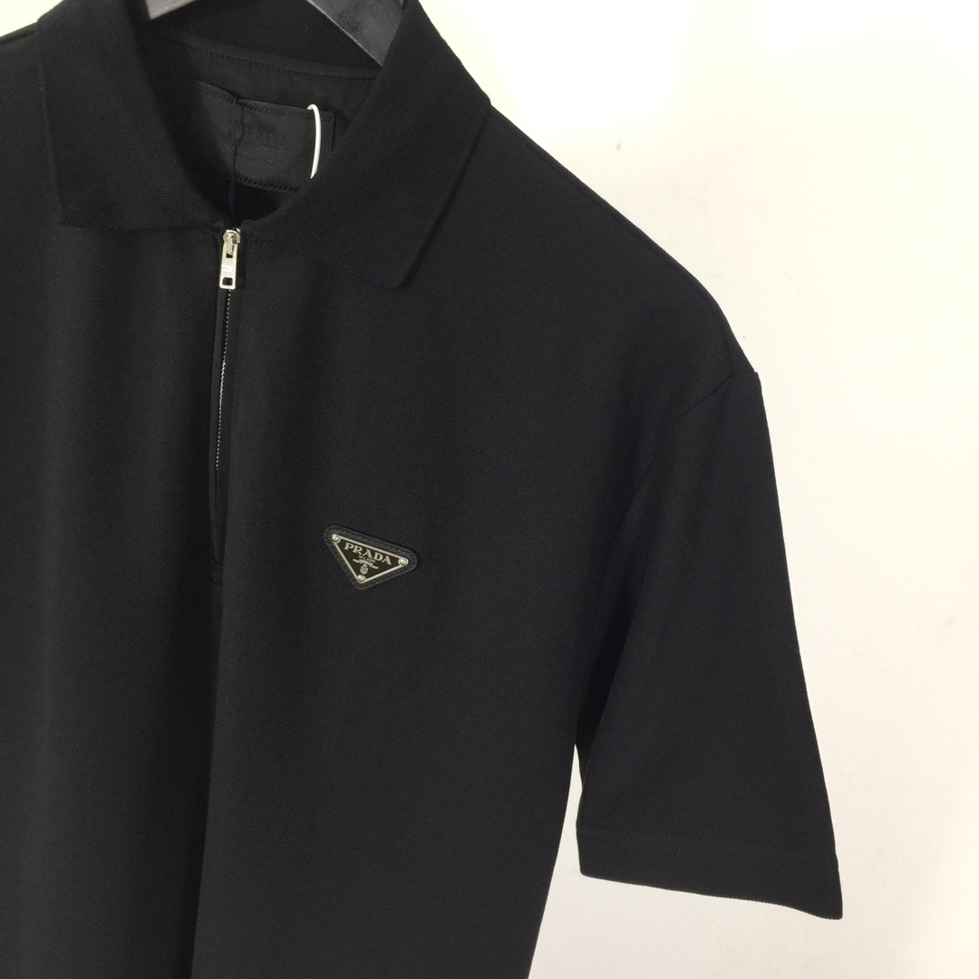 Prada Triangle-logo Cotton Polo Shirt - PerfectKickZ