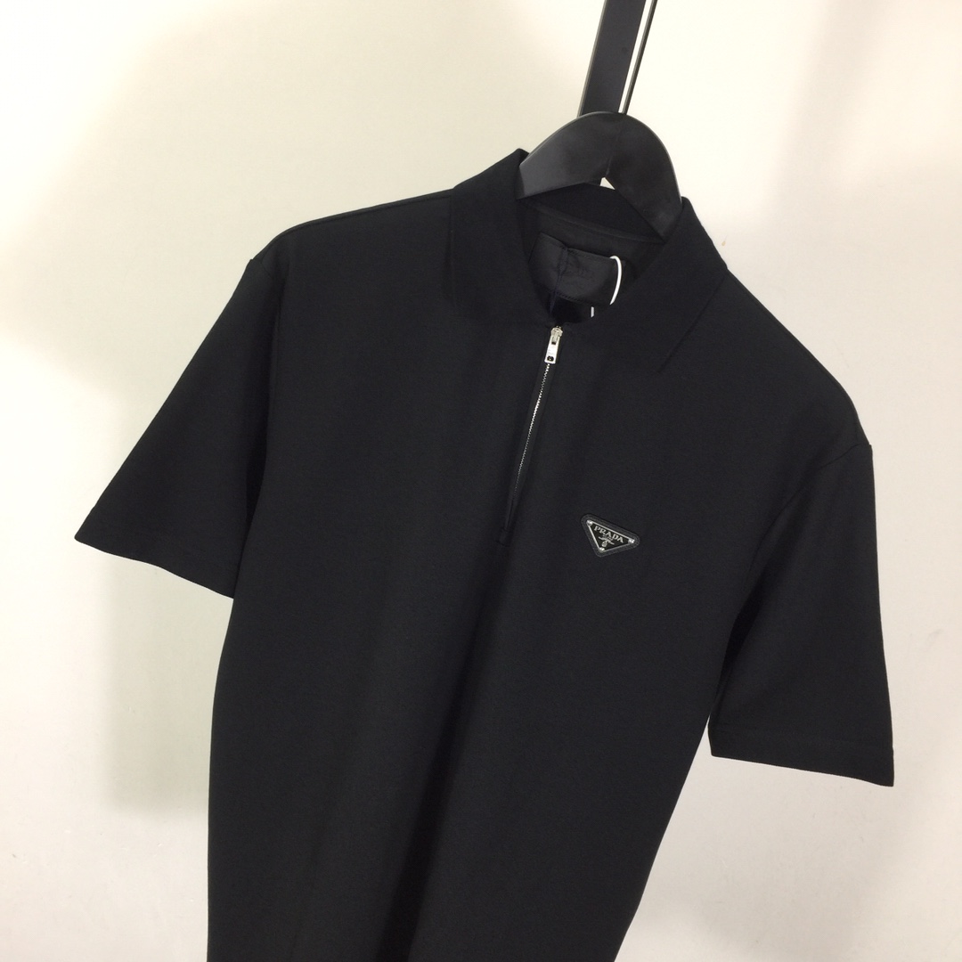 Prada Triangle-logo Cotton Polo Shirt - PerfectKickZ