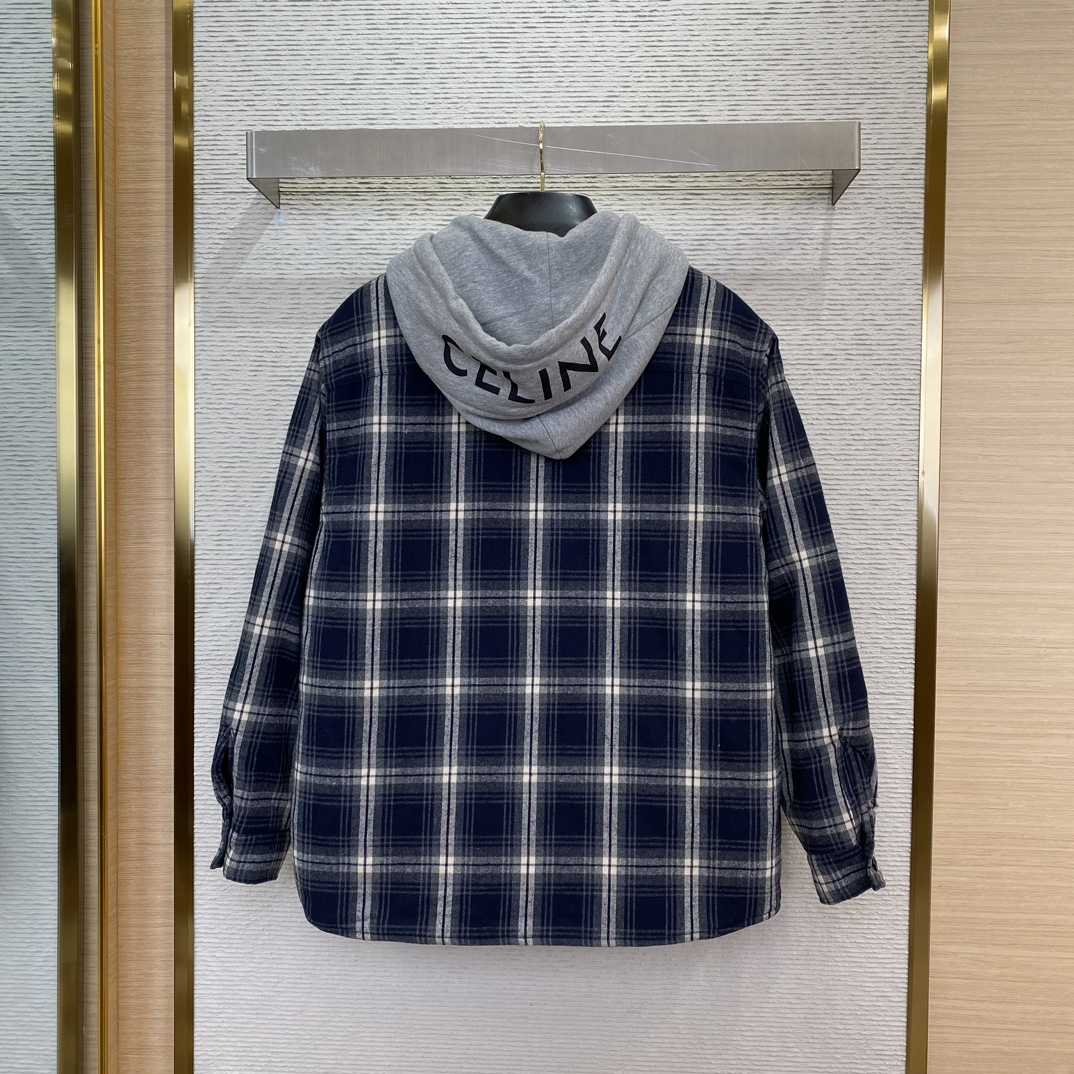 Celine Hooded Overshirt In Checked Cotton - PerfectKickZ