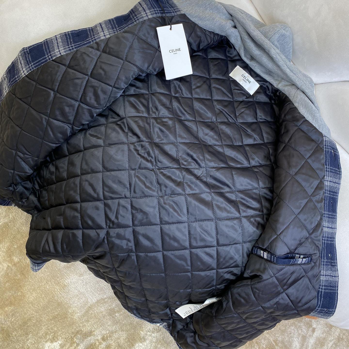 Celine Hooded Overshirt In Checked Cotton - PerfectKickZ