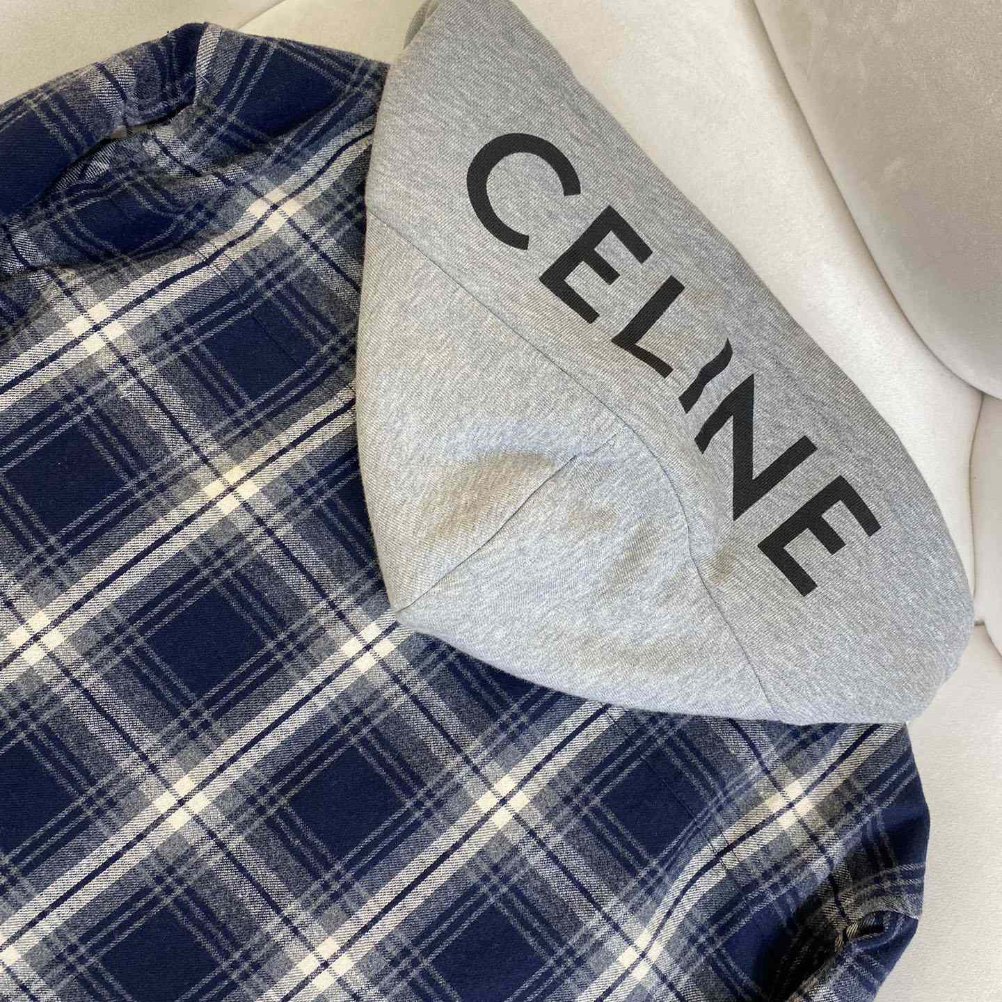 Celine Hooded Overshirt In Checked Cotton - PerfectKickZ