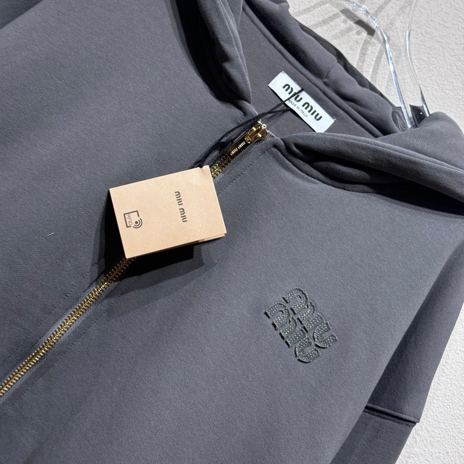 Miu Miu Garment-dyed Blouson Jacket With Embroidered Logo - PerfectKickZ