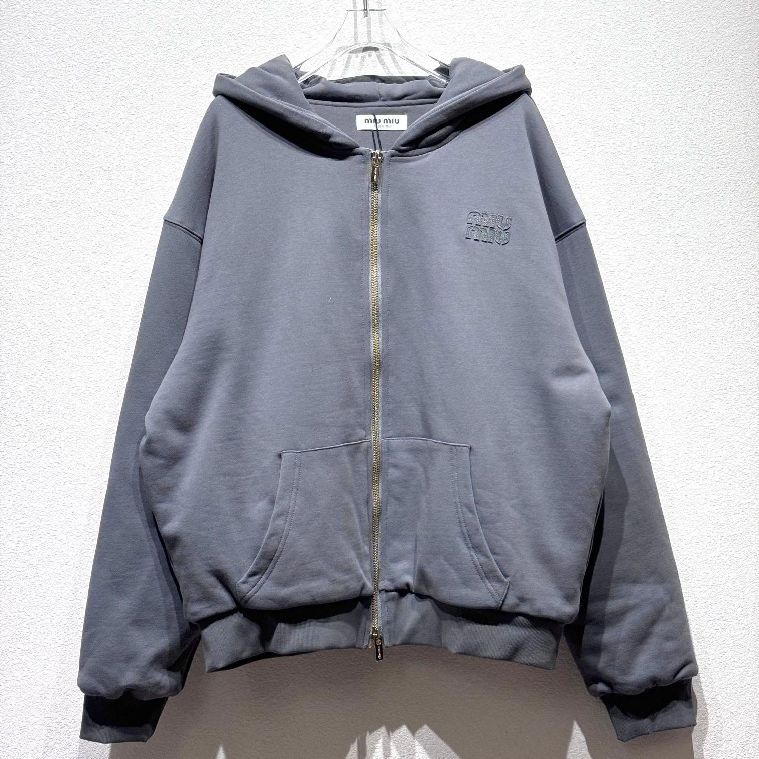 Miu Miu Garment-dyed Blouson Jacket With Embroidered Logo - PerfectKickZ
