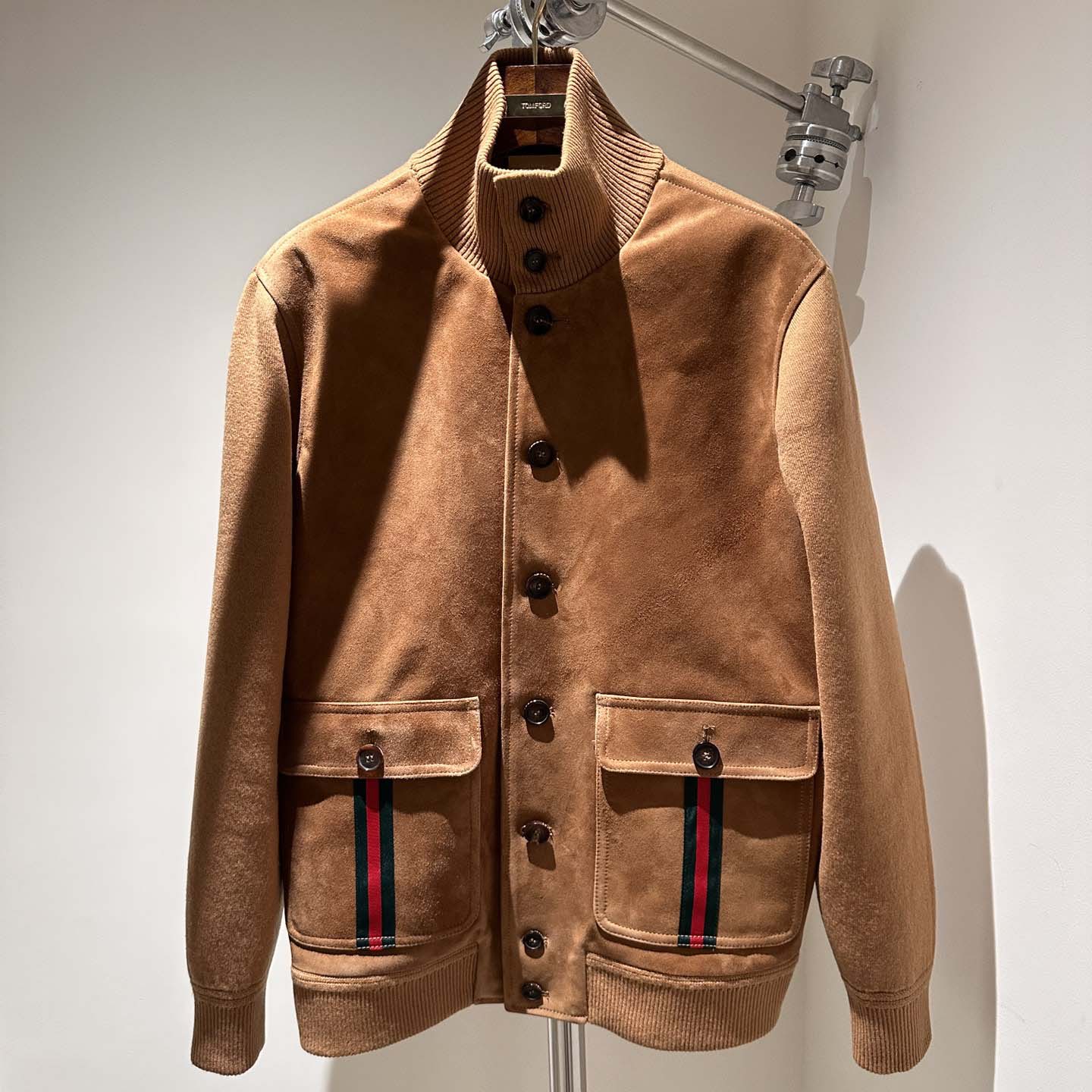 Gucci Suede Bomber Jacket With Web - PerfectKickZ