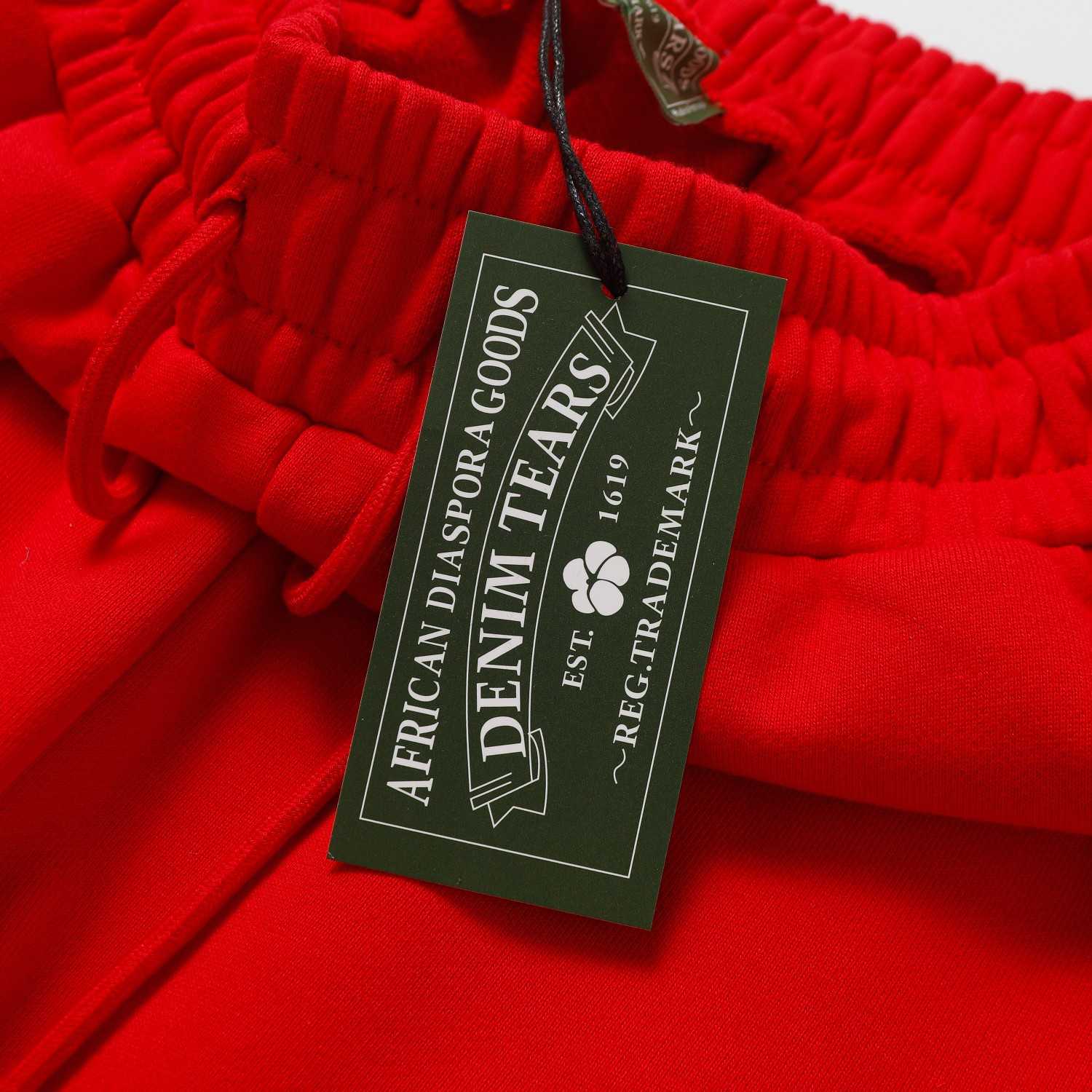 Denim Tears Cactus Tears Wreath Sweatpants Red - PerfectKickZ