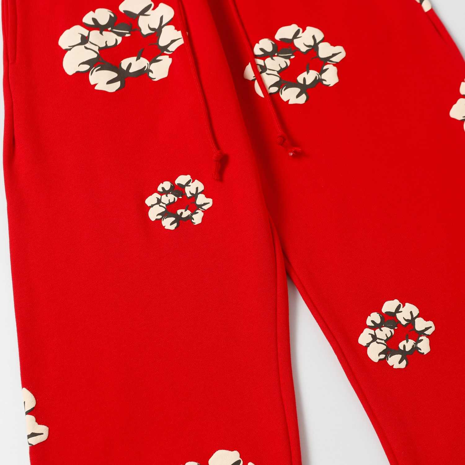 Denim Tears Cactus Tears Wreath Sweatpants Red - PerfectKickZ