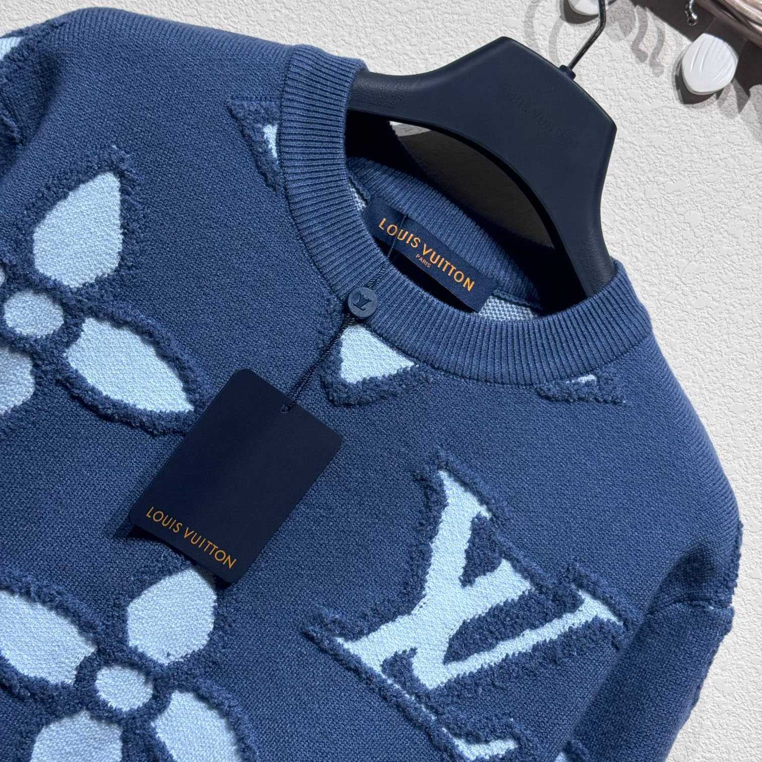 Louis Vuitton Textured Cotton Crewneck   1AGJRE - PerfectKickZ