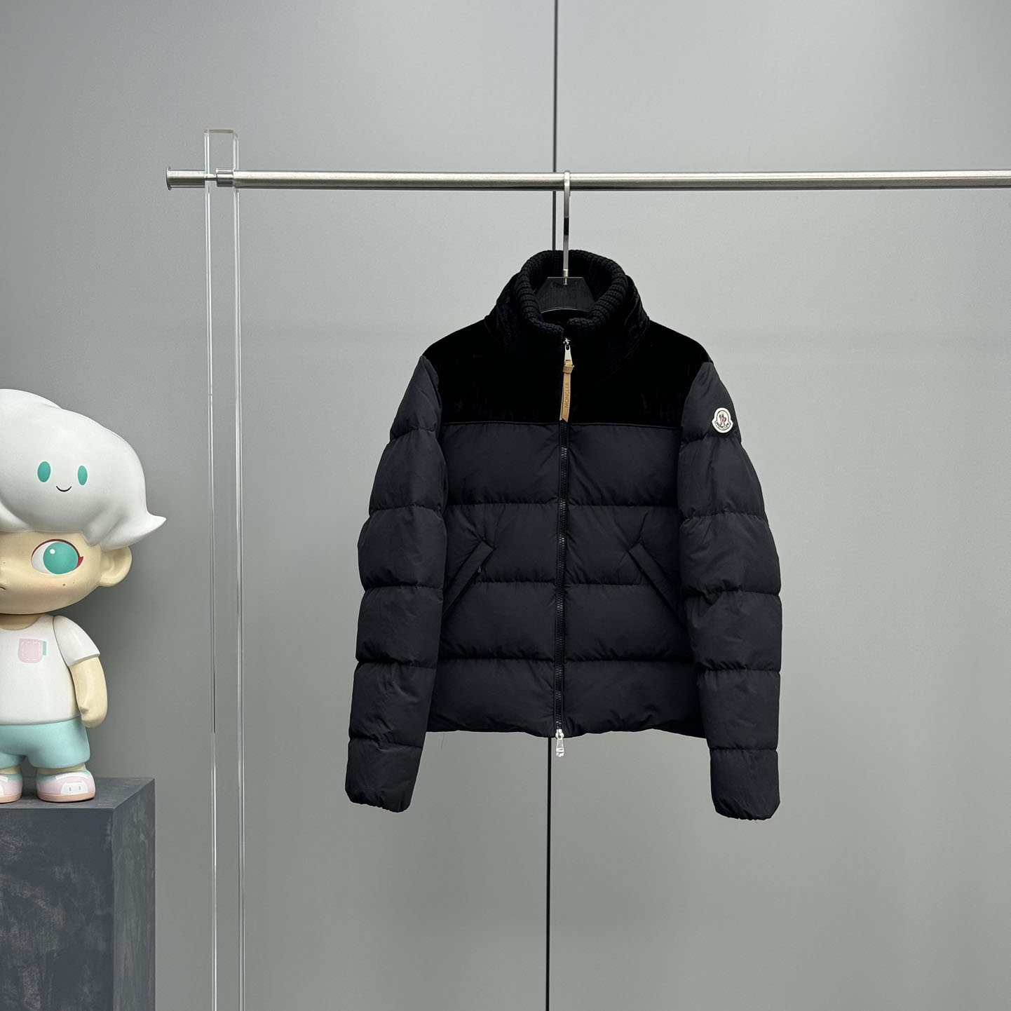 Moncler Auffrique  Velvet-trimmed Down Jacket - PerfectKickZ
