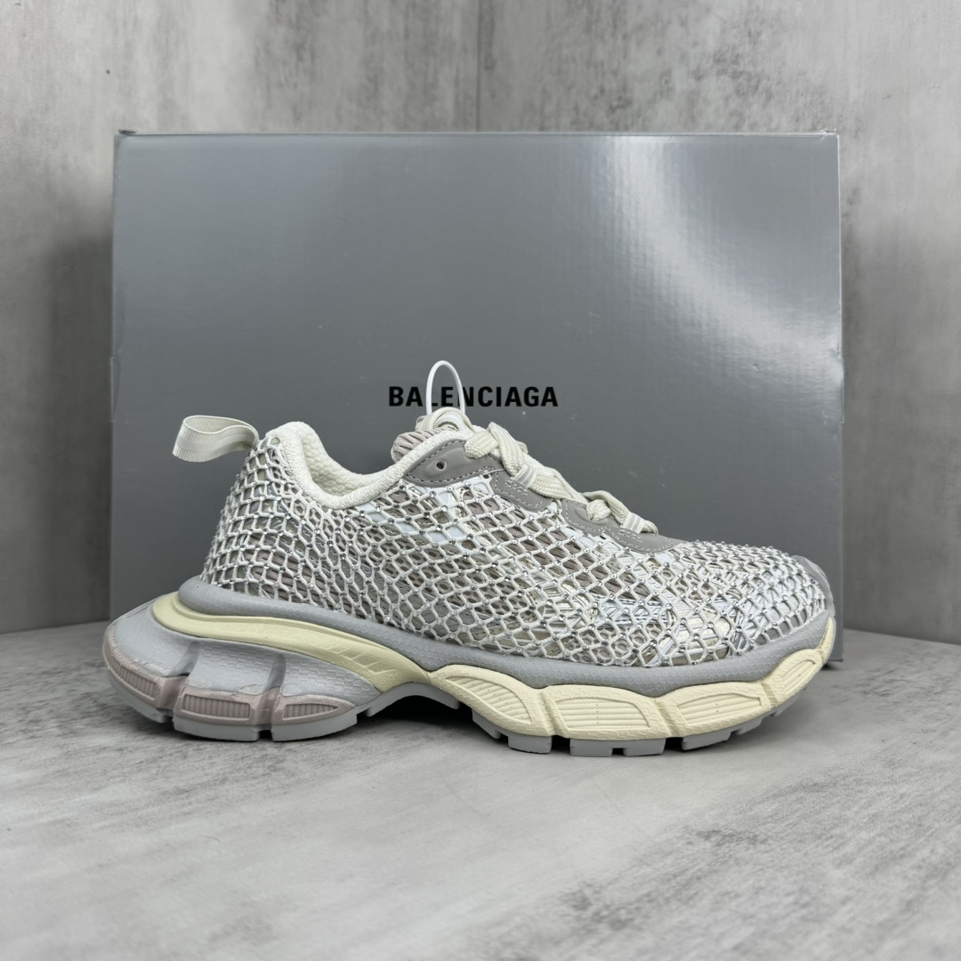 Balenciaga 3XL Fishnet Sneaker In Eggshell And Crystal Mesh - PerfectKickZ