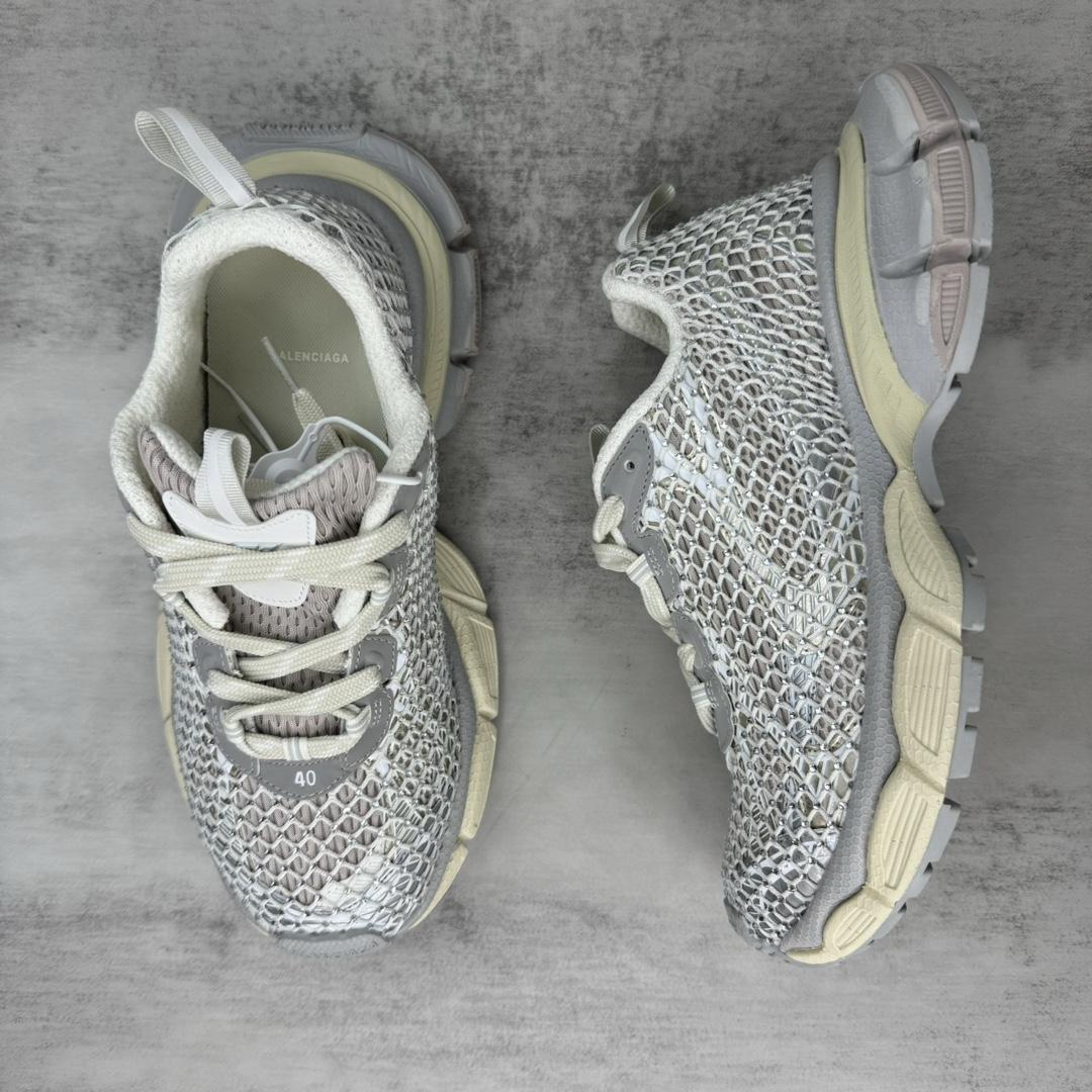 Balenciaga 3XL Fishnet Sneaker In Eggshell And Crystal Mesh - PerfectKickZ