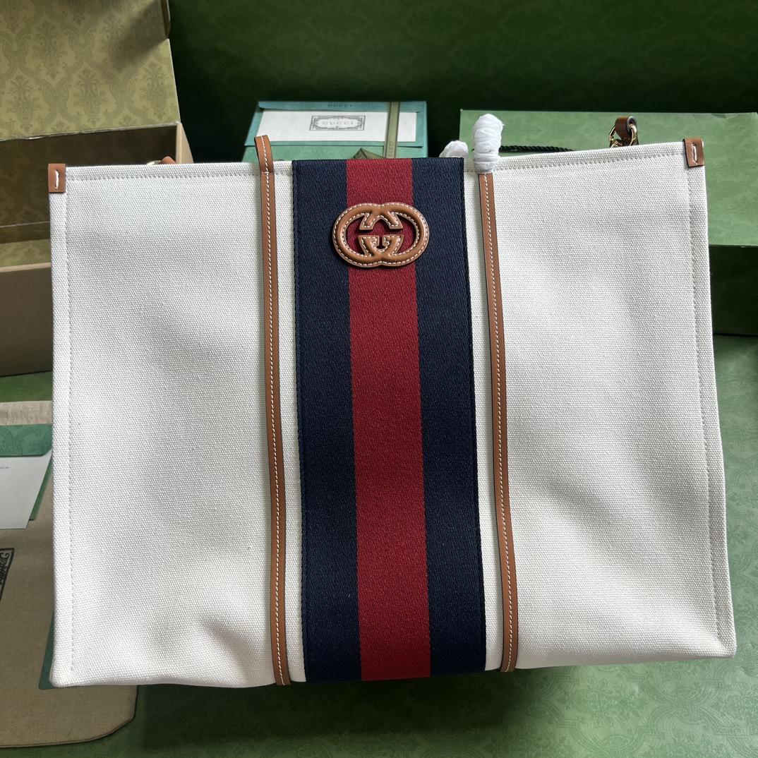 Gucci Interlocking G Large Canvas Tote Bag   44-35-22.5cm - PerfectKickZ