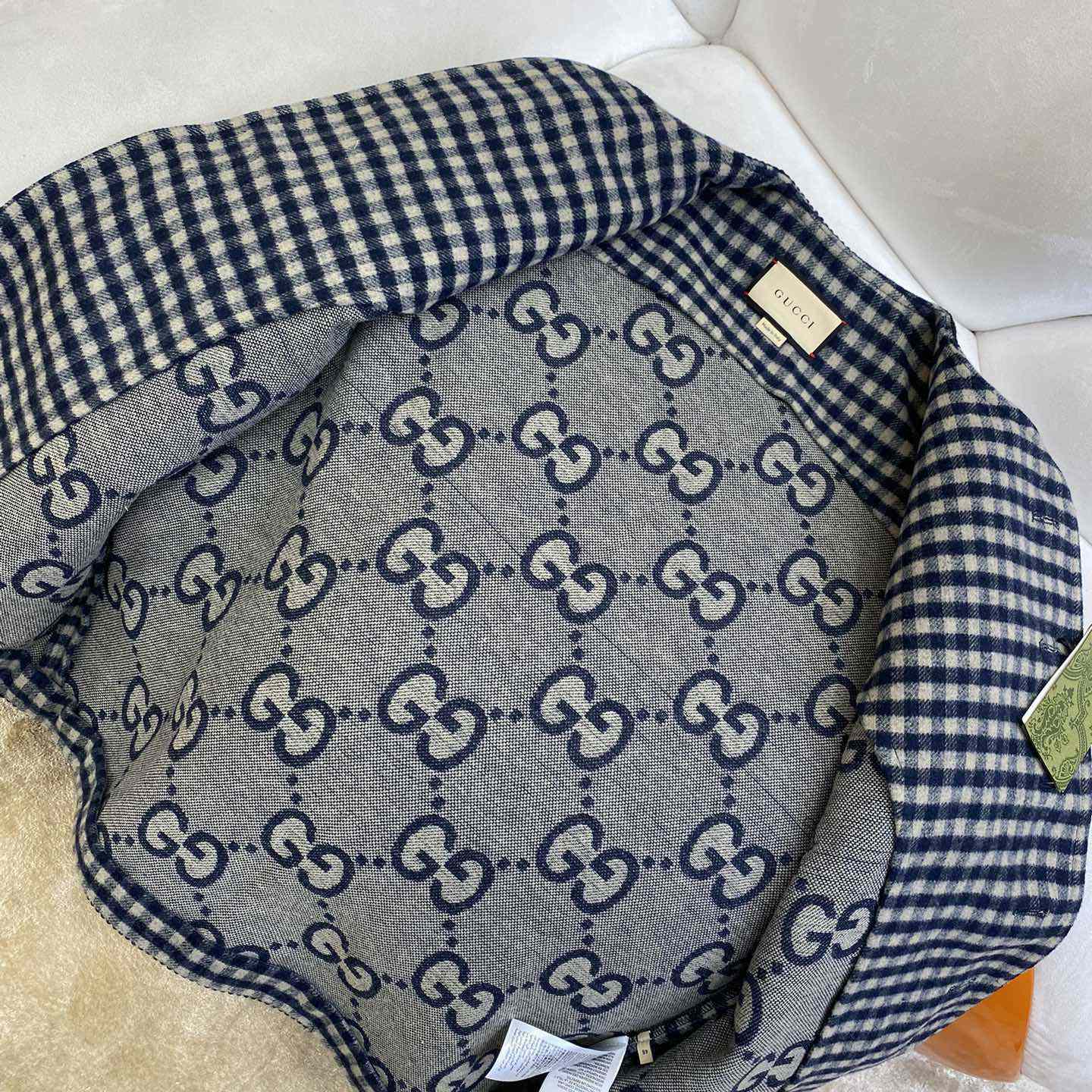 Gucci Wool Gingham Jacket With Interlocking G  - 
