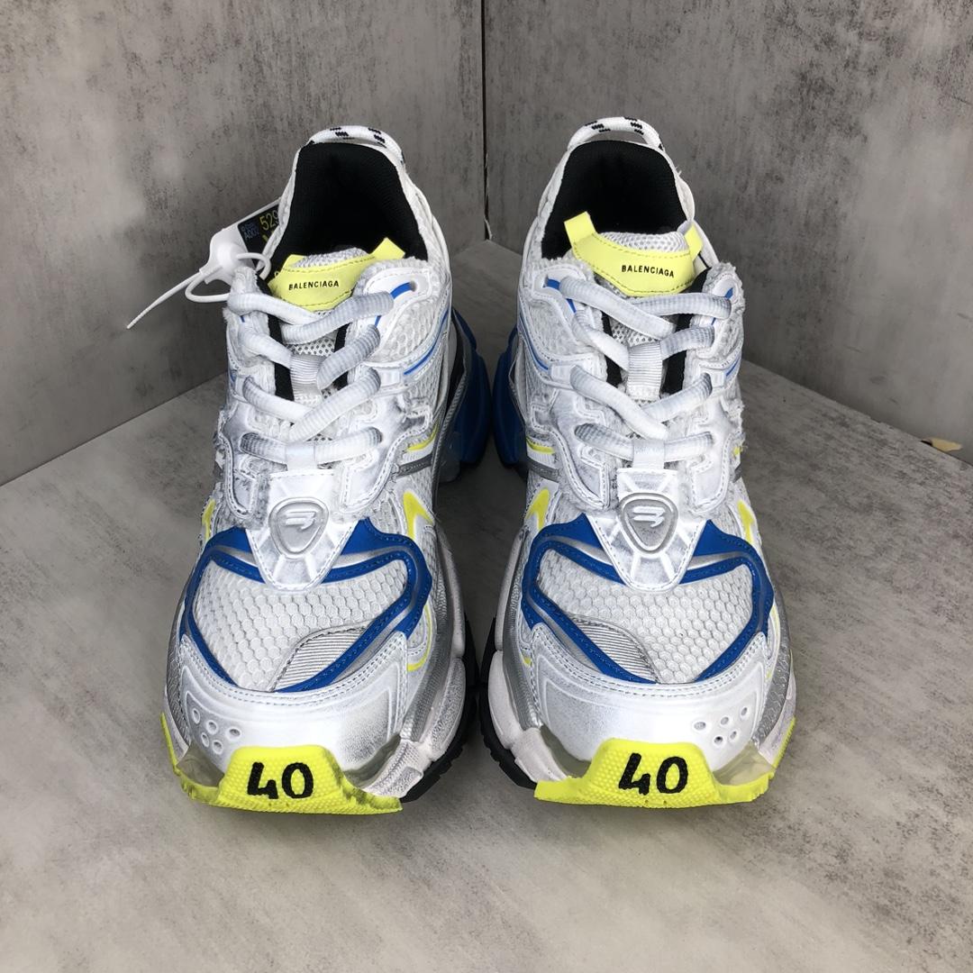 Balenciaga Runner 2.0 Sneaker In White, Yellow And Blue Mesh And Polyurethane - PerfectKickZ