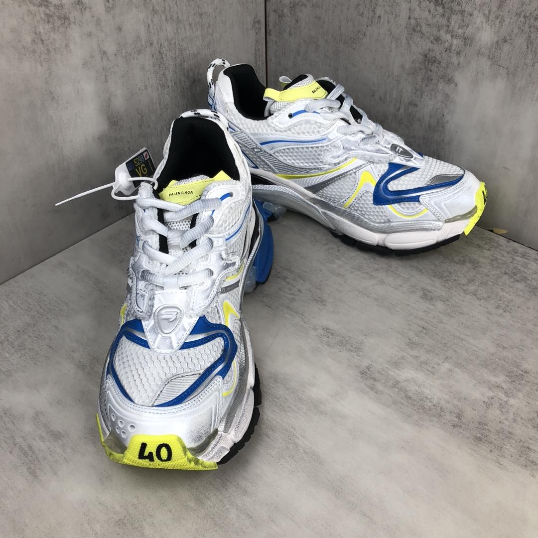 Balenciaga Runner 2.0 Sneaker In White, Yellow And Blue Mesh And Polyurethane - PerfectKickZ