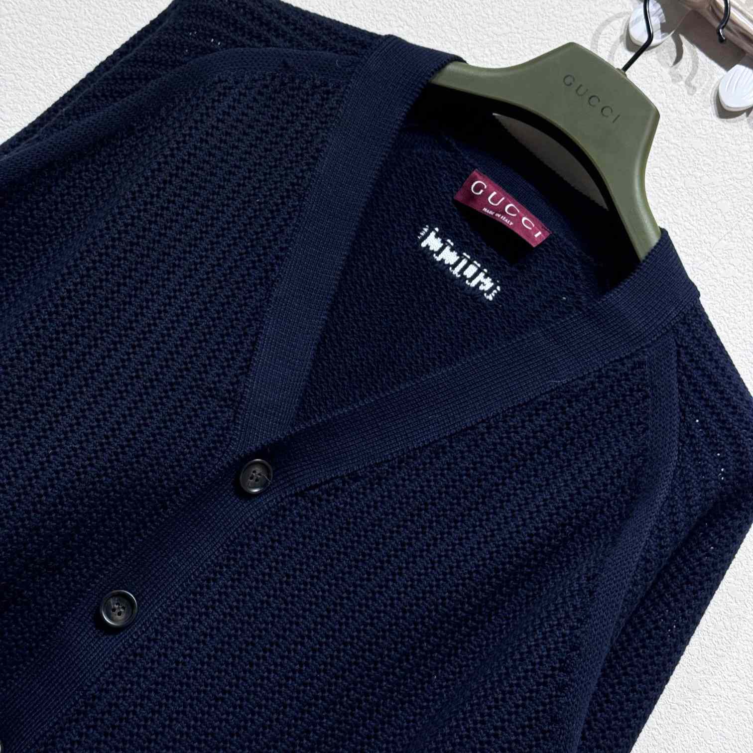 Gucci Ajour Cotton Knit Cardigan With Web - PerfectKickZ