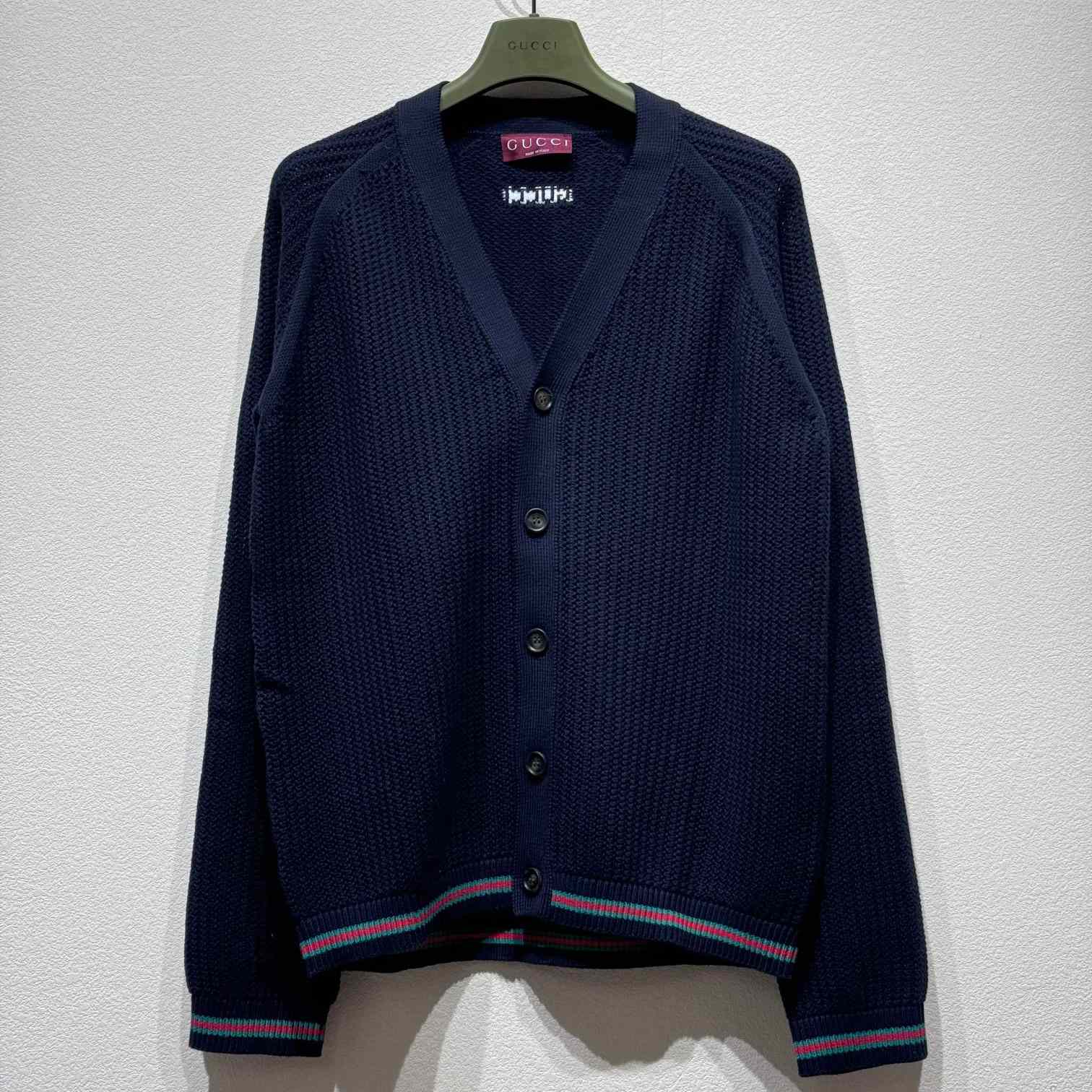 Gucci Ajour Cotton Knit Cardigan With Web - PerfectKickZ