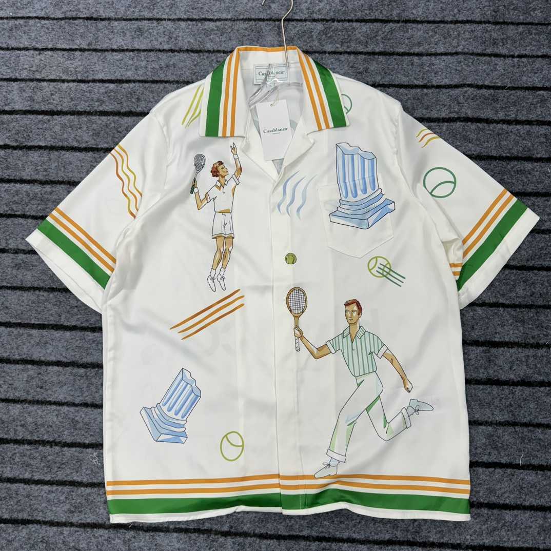 Casablanca Tennis Play Short Sleeve Linen Shirt - PerfectKickZ