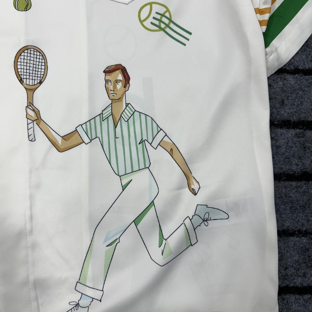 Casablanca Tennis Play Short Sleeve Linen Shirt - PerfectKickZ