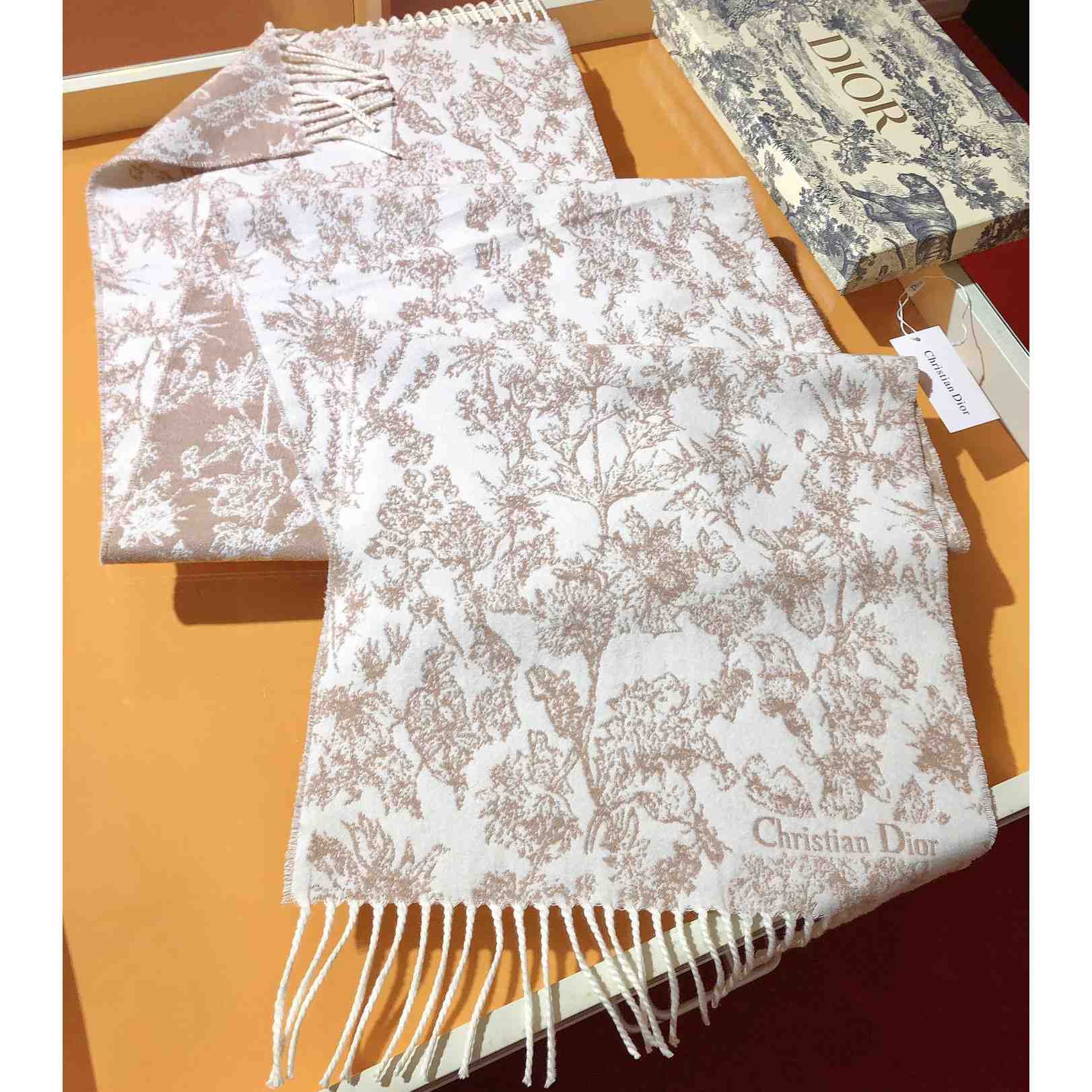 Dior Chardons Scarf Rose des Vents Cashmere And Wool - PerfectKickZ