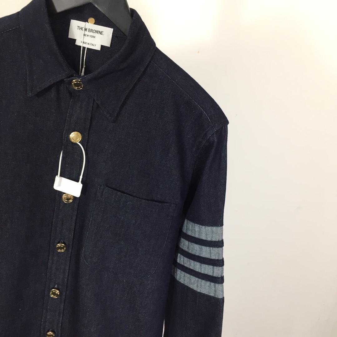 Thom Browne 4-Bar Denim Button-Up Shirt - PerfectKickZ