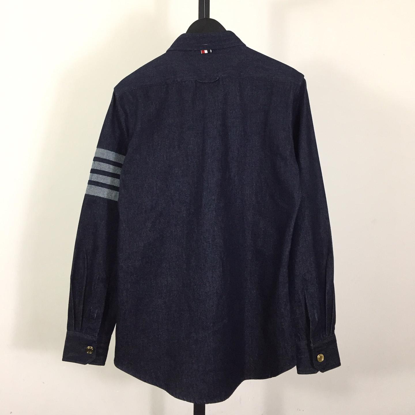 Thom Browne 4-Bar Denim Button-Up Shirt - PerfectKickZ