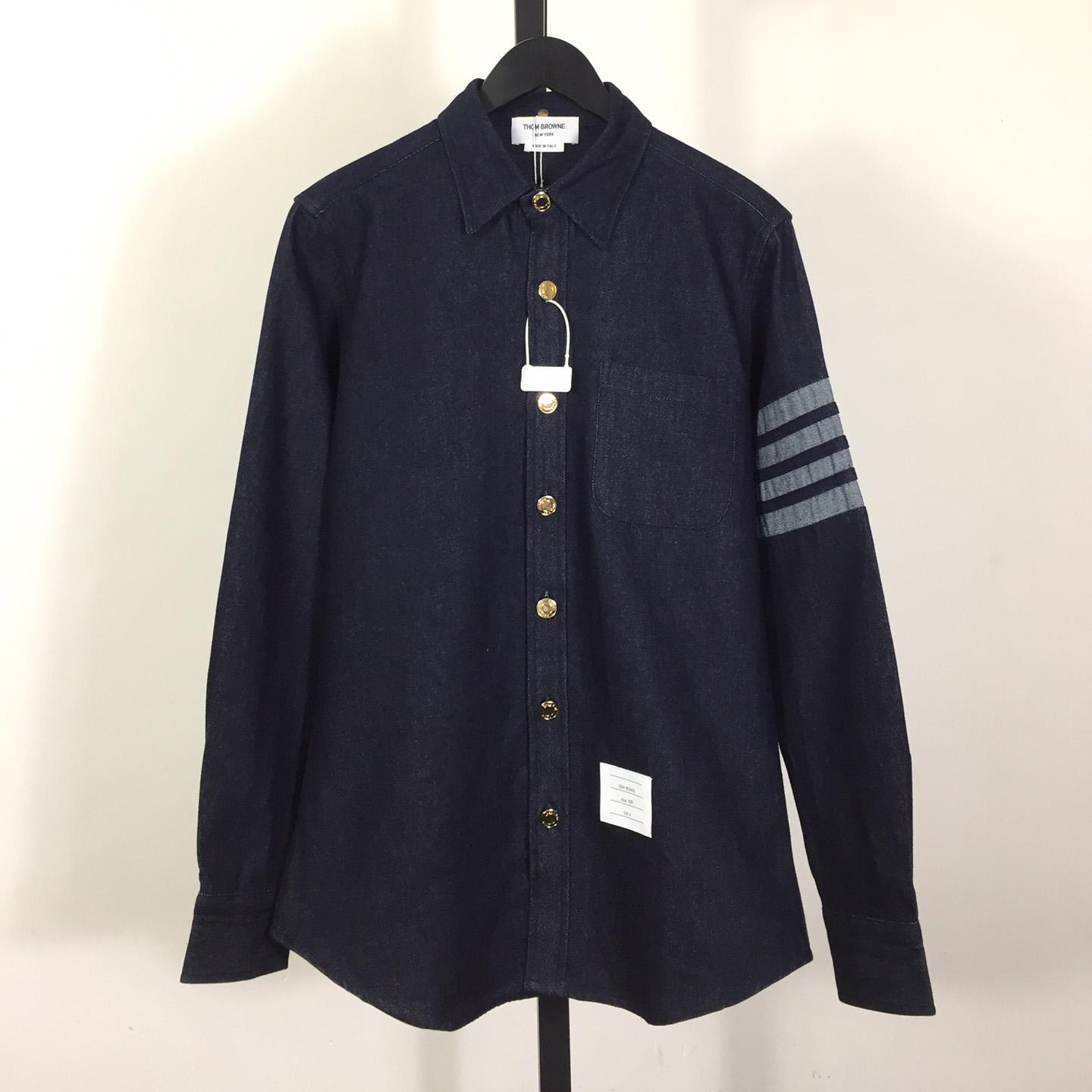 Thom Browne 4-Bar Denim Button-Up Shirt - PerfectKickZ
