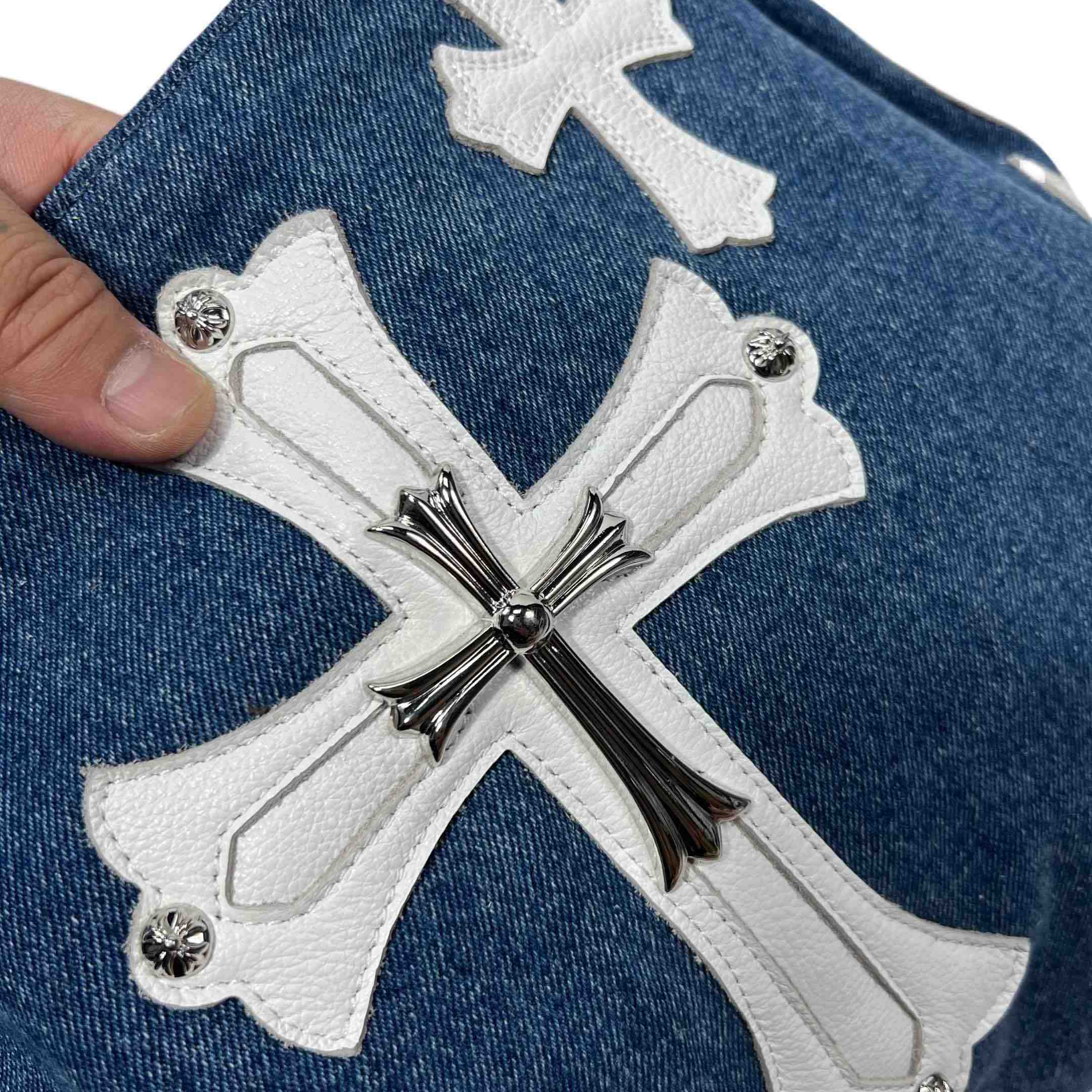 Chrome Heart Denim Shoulder Bag  (40-30-11cm) - PerfectKickZ