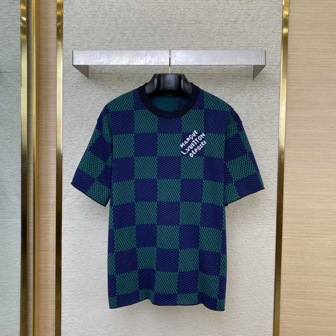 Louis Vuitton Jacquard Damier Short-Sleeved Cotton Crewneck  1AHBCW - PerfectKickZ