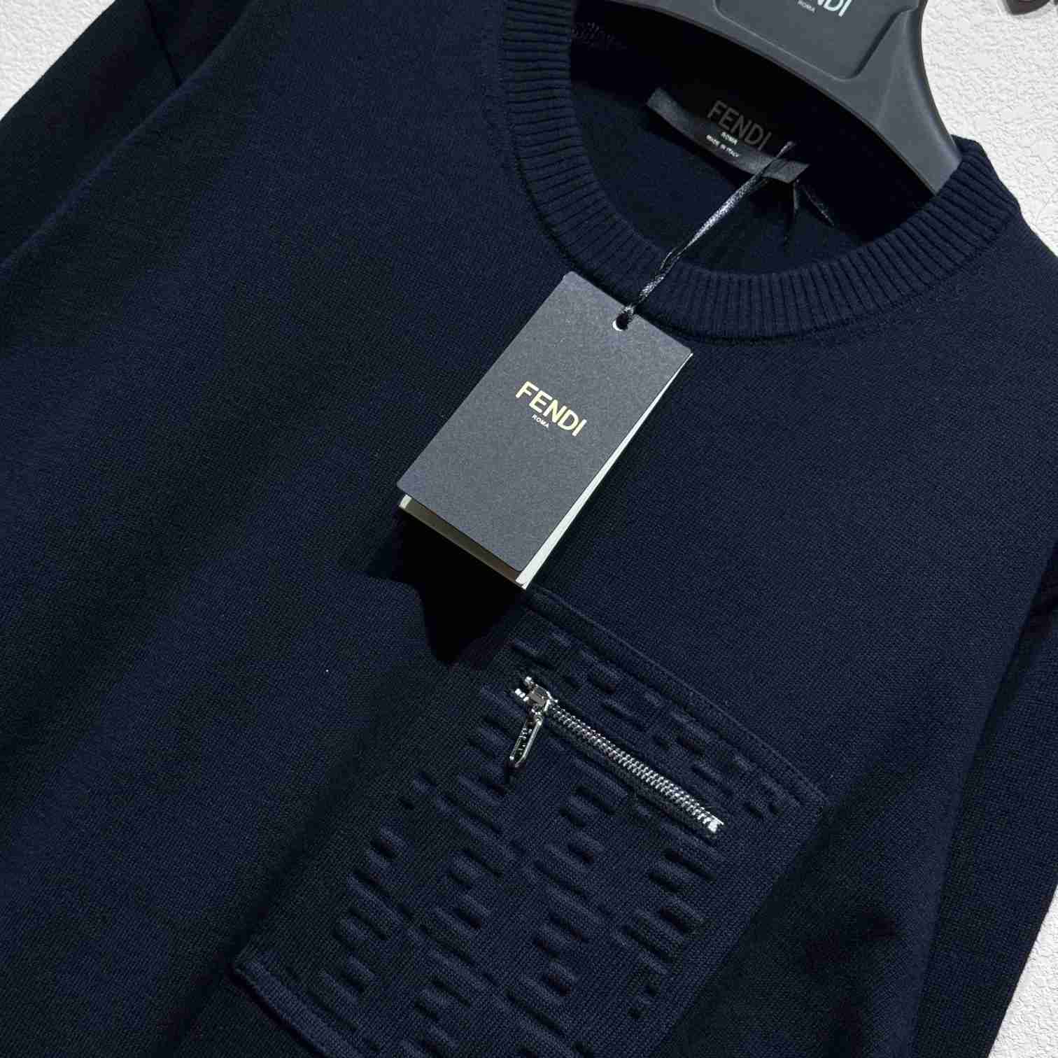 Fendi Navy Blue Wool Jumper - PerfectKickZ