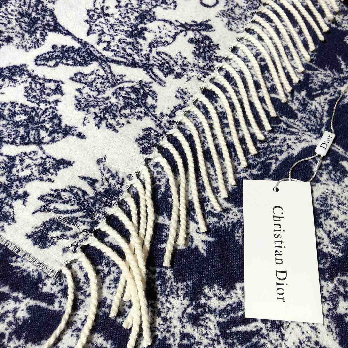 Dior Chardons Scarf Navy Blue Cashmere And Wool - PerfectKickZ