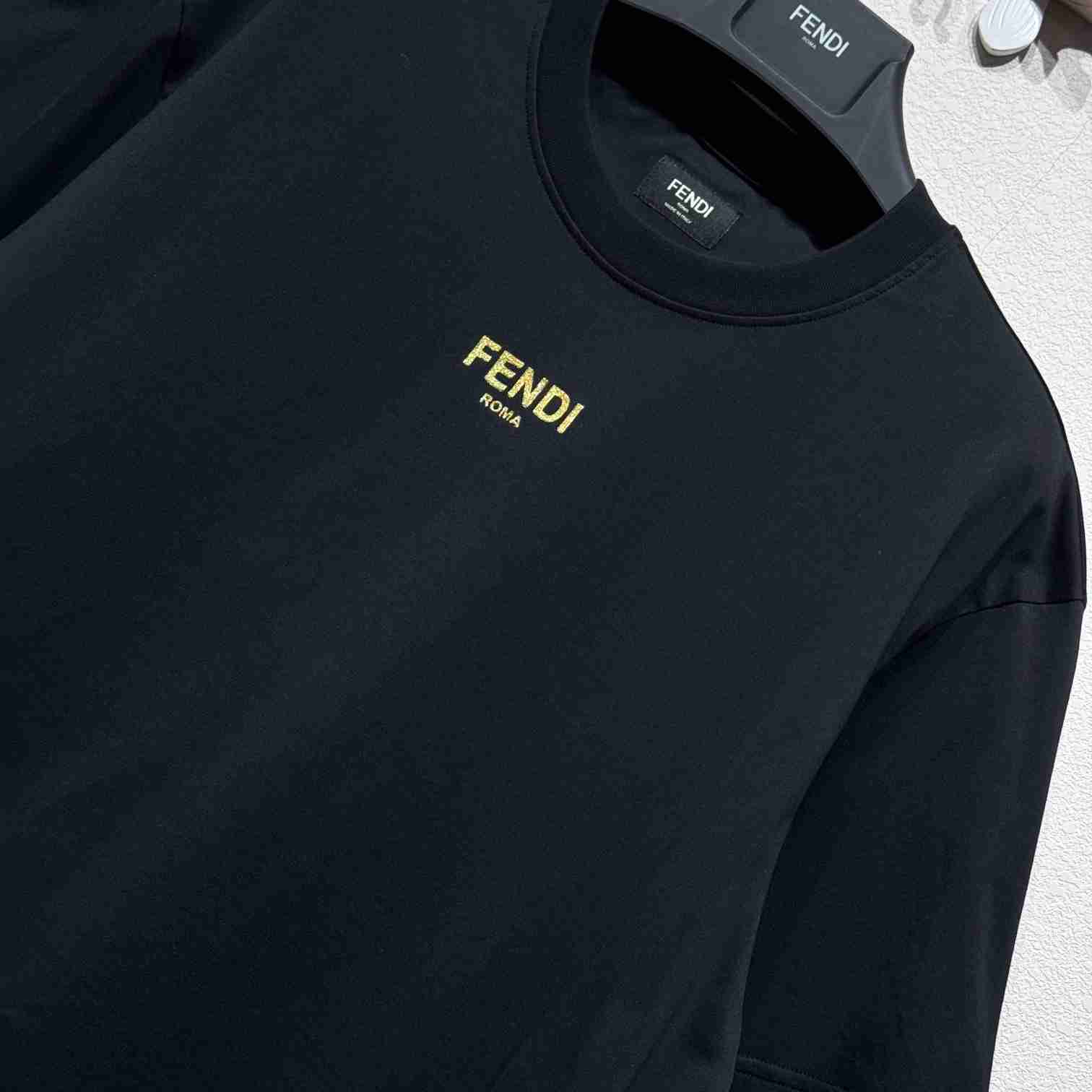Fendi Black Cotton T-shirt - PerfectKickZ