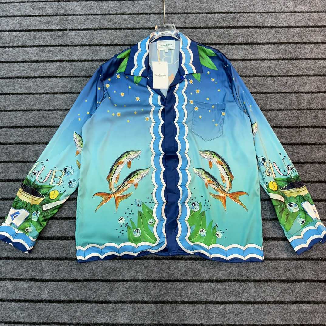 Casablanca x Caviar Kaspia Caviar Club Cuban Collar Silk Shirts - PerfectKickZ