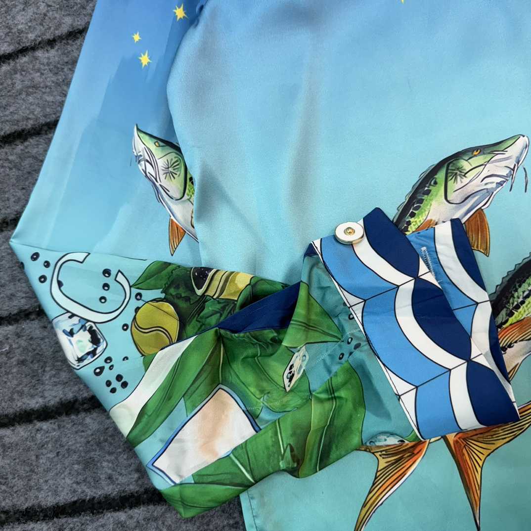 Casablanca x Caviar Kaspia Caviar Club Cuban Collar Silk Shirts - PerfectKickZ