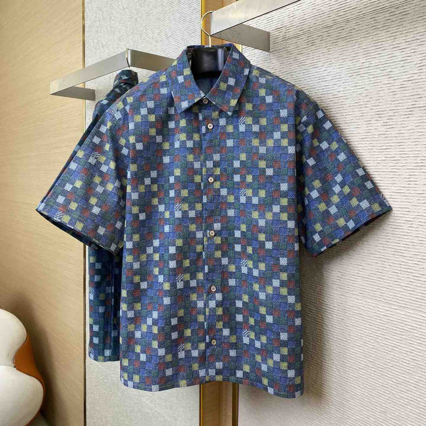 Louis Vuitton Damier Chambray Short-Sleeved Shirt  1AHCII - PerfectKickZ