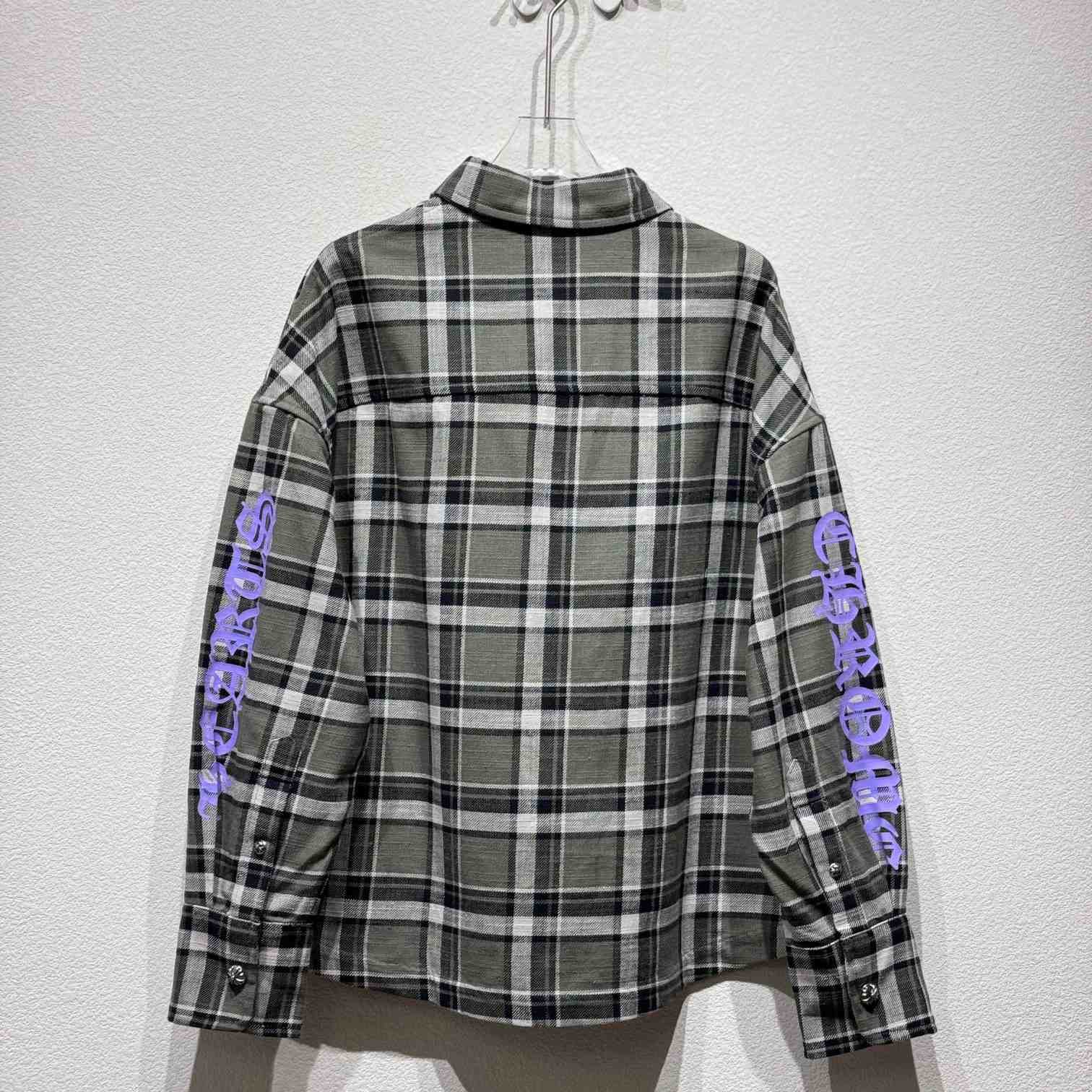 Chrome Hearts Sleeve Print Flannel Shirt - PerfectKickZ