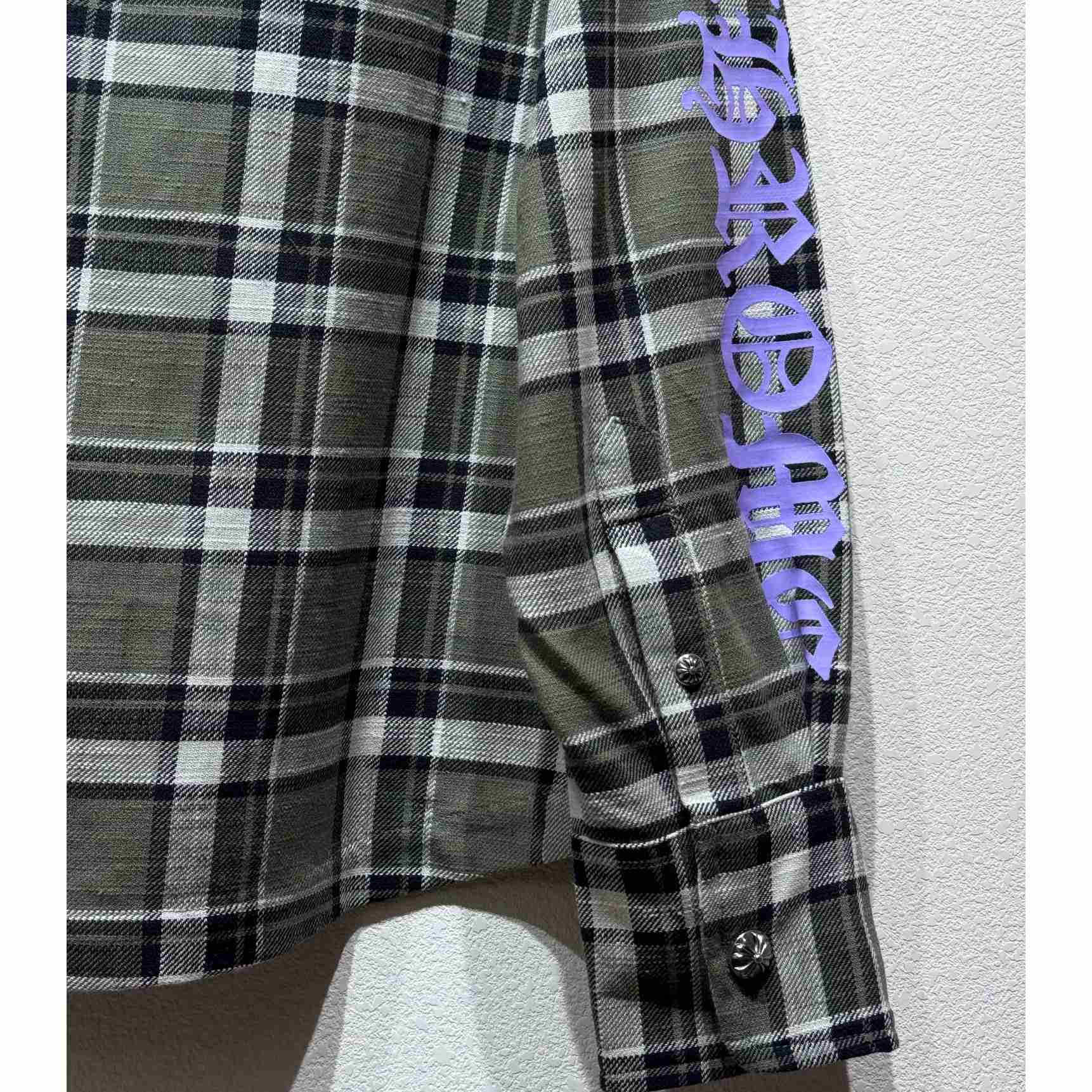 Chrome Hearts Sleeve Print Flannel Shirt - PerfectKickZ