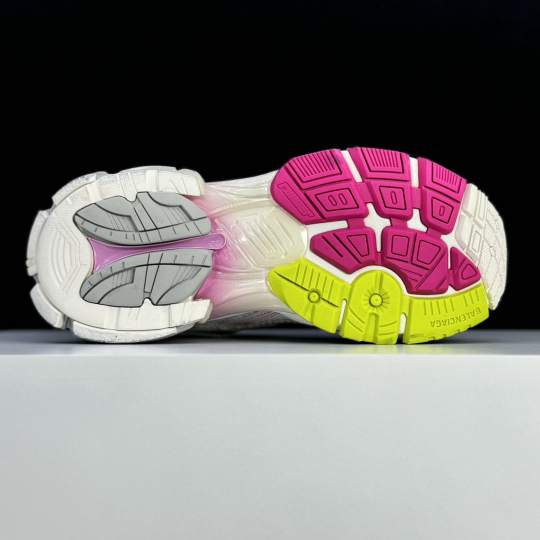 Balenciaga Runner Gradient Sneaker In White, Pink, Grey And Neon Yellow Mesh - PerfectKickZ