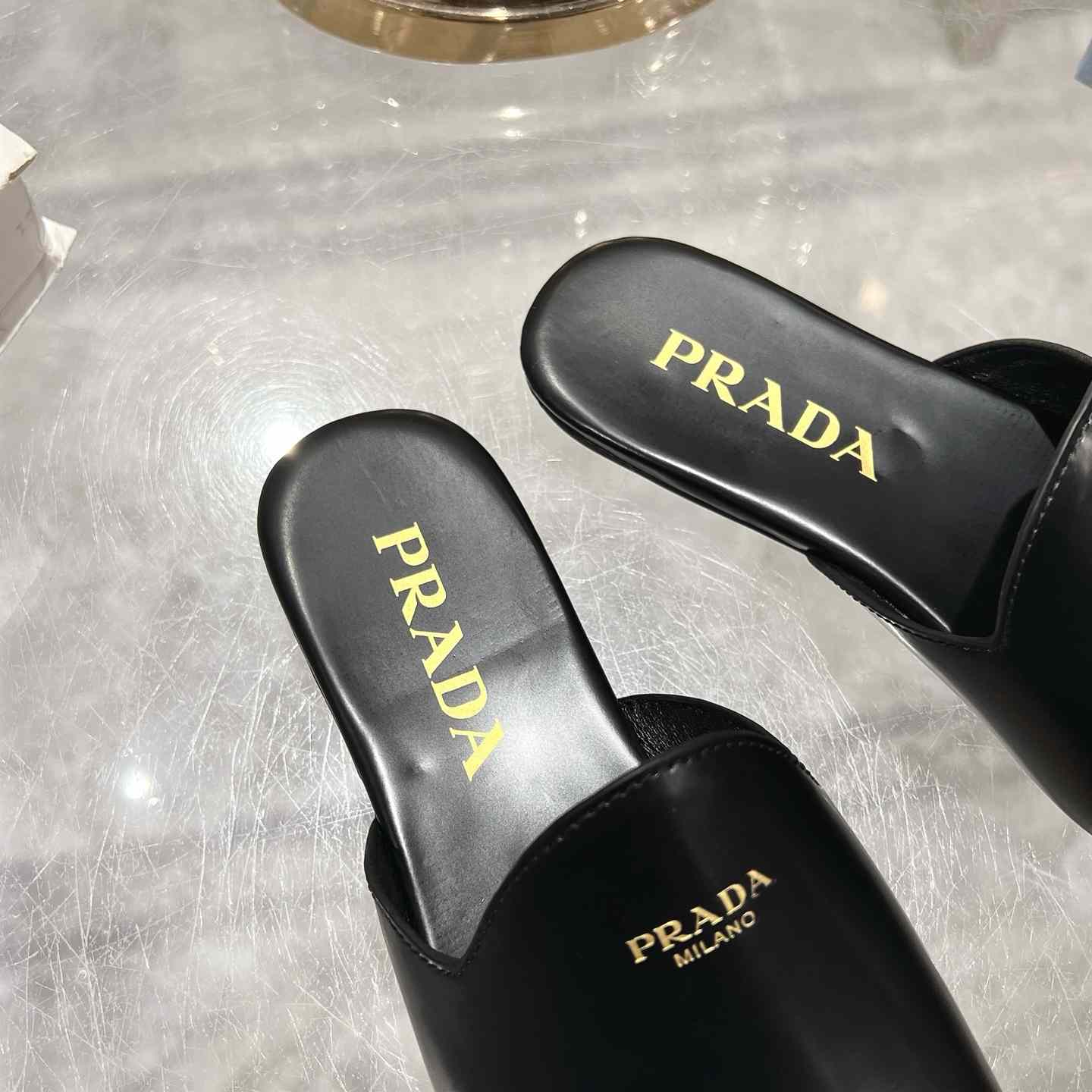 Prada Brushed Leather Slippers - PerfectKickZ