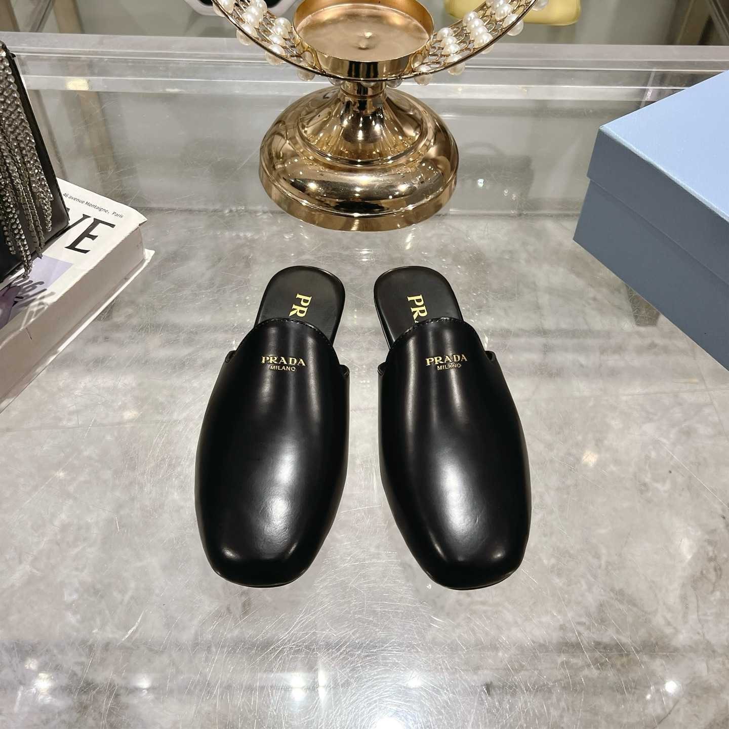 Prada Brushed Leather Slippers - PerfectKickZ