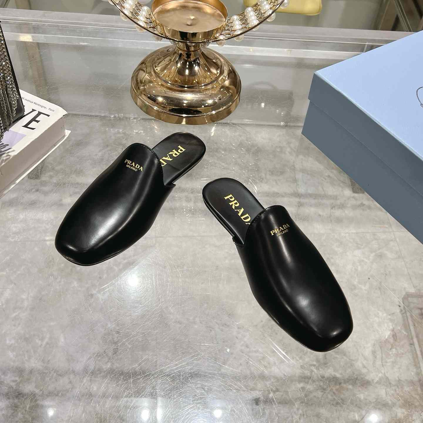 Prada Brushed Leather Slippers - PerfectKickZ