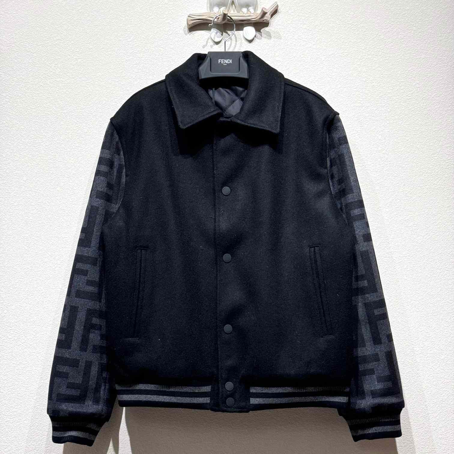 Fendi Black Wool Bomber Jacket - PerfectKickZ