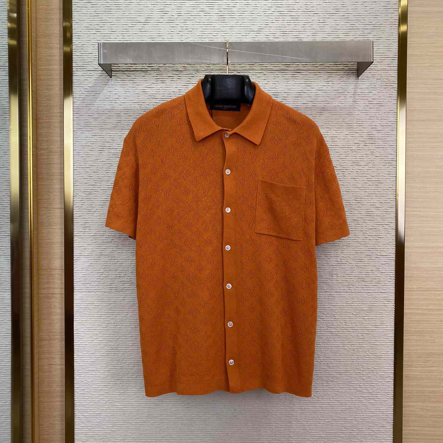 Louis Vuitton Monogram Pointelle Short-Sleeved Cotton Shirt   1AFQSY - PerfectKickZ
