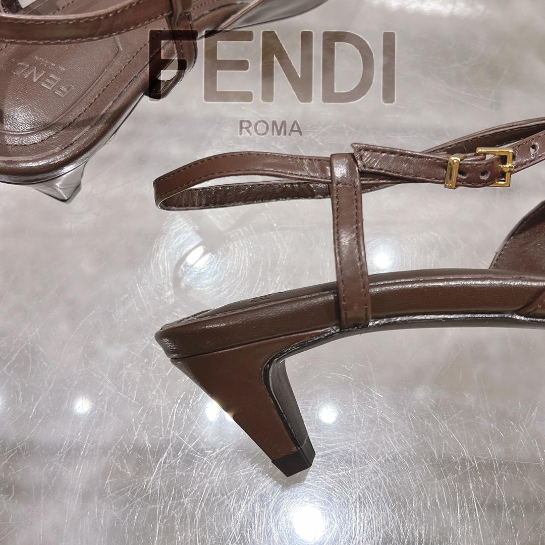 Fendi FFold Brown Eel Leather Low-heeled Slingbacks - PerfectKickZ