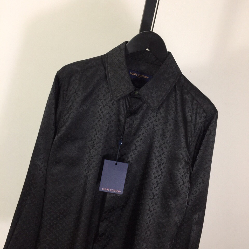 Louis Vuitton Monogram Long-Sleeved Silk Shirt   1AFWGJ - PerfectKickZ