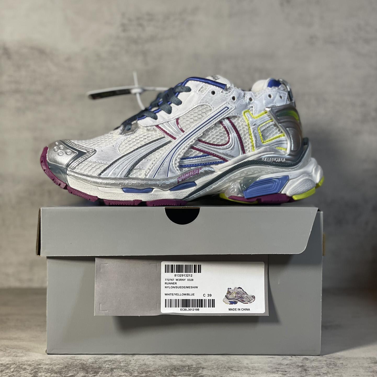 Balenciaga Runner Sneaker In Taupe And Blue Polyurethane And Polyester - PerfectKickZ