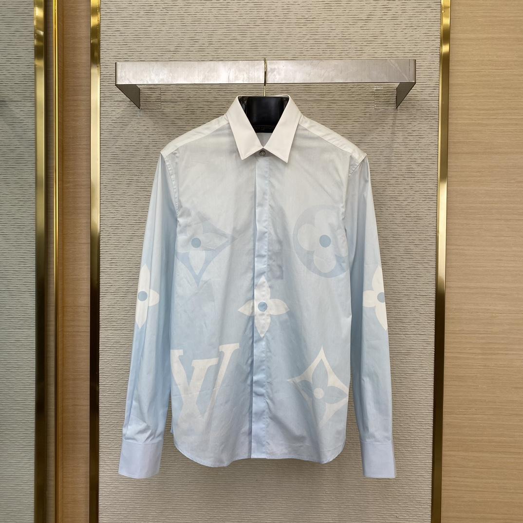 Louis Vuitton Monogram Printed Long-Sleeved Cotton Poplin Shirt  1AFXVW - PerfectKickZ