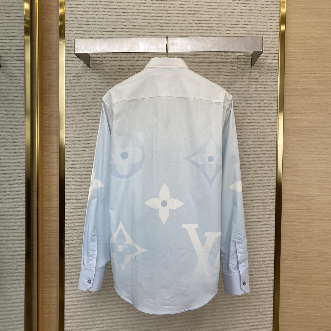 Louis Vuitton Monogram Printed Long-Sleeved Cotton Poplin Shirt  1AFXVW - 