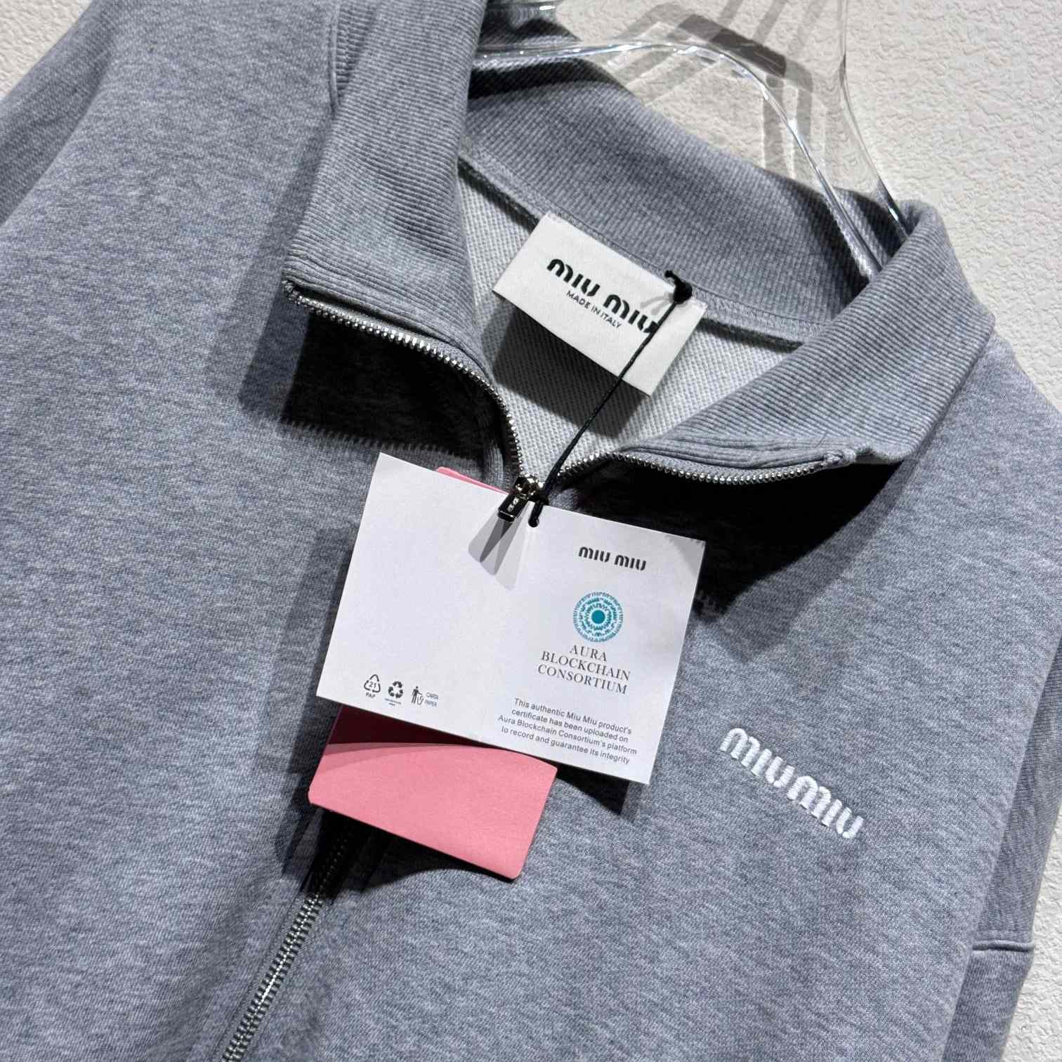 Miu Miu Cotton Fleece Zipper Sweatshirt - PerfectKickZ