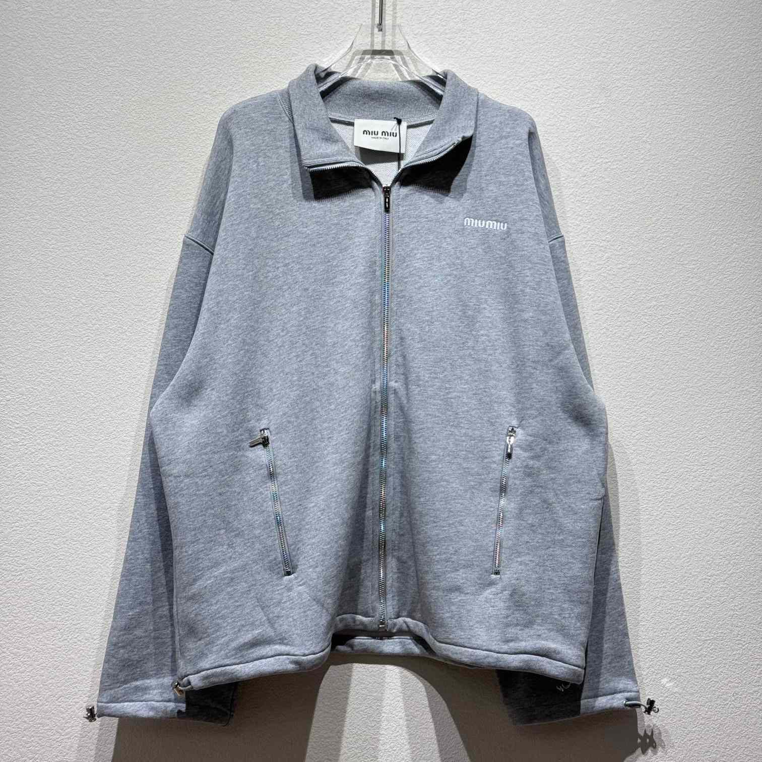 Miu Miu Cotton Fleece Zipper Sweatshirt - PerfectKickZ